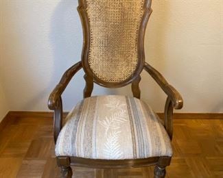 Chairs 1	
Chairs: 4-cane back padded 43"h arm chairs, some wear on all;