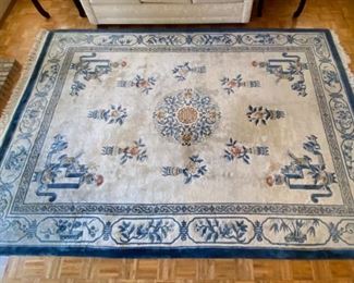Rug 2	
108" x 155" blue decorative area fringe rug;