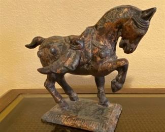 Horse .  8" Metal horse statue; Note:  see photos