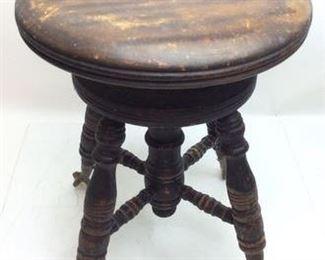 ANTIQUE BALL & CLAW FOOT PIANO STOOL