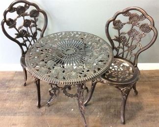  3 PIECE METAL PATIO SET, 2 CHAIRS/TABLE
