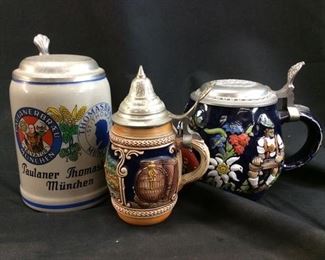VINTAGE PEWTER LID GERMAN STEINS