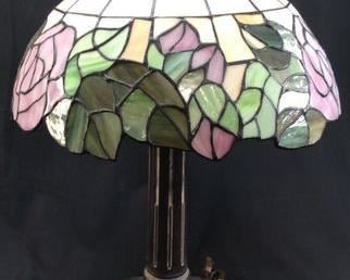 VTG. SLAG GLASS TIFFANY STYLE LAMP