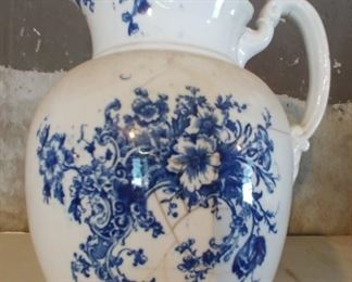 Blue and white pitcher $5