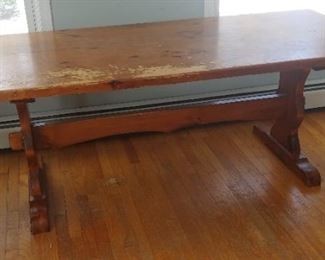 Solid Pine trestle table $30