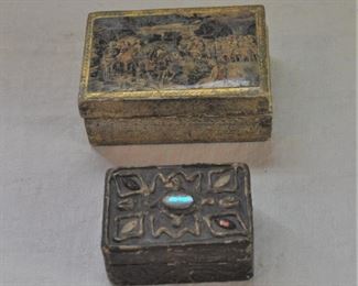Two small Italian gilt trinket boxes. Vintage wear, intact! $18.00 both. 