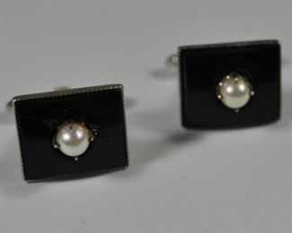 Sterling onyx pearl cufflinks: $38