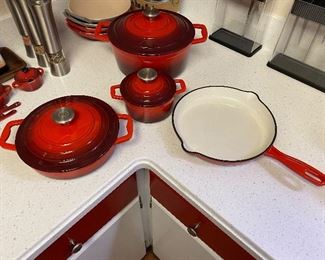 Cook's Essentials 7-pc Gradient Cast Iron Cookware Set RED IMPERFECT READ $95 