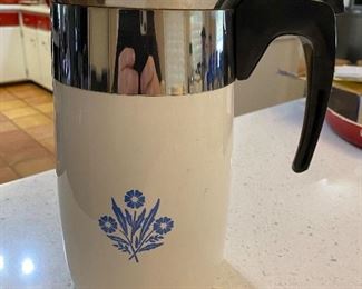 Vintage CORNING WARE Blue Cornflower 10 Cup Electric Percolator Coffee Pot 