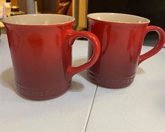 Le Creuset Stoneware Coffee Mugs Cup   Cerise Cherry Red Fade Ombre