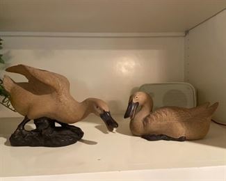 2 decorative ceramic ducks.                                                                       Measures 11inches and 8 inches                                                            PRICE: $15 for the set