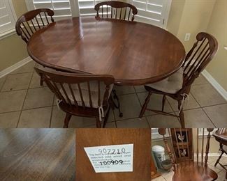 Solid wood kitchenette and 4 chairs                                              Measures 62x44 with 18inch leaf                                                    PRICE $350 or best reasonable offer