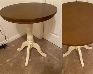 2ft round two-toned side table, 29 inches high                         PRICE: $40
