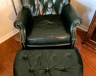 Hunter green chair and ottoman                                           PRICE: $150 or best reasonable offer