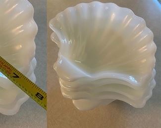 set of 5 milk glass shell dishes $5