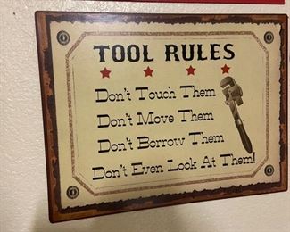 Tin Tool Rules Sign                                                                                       PRICE: $10