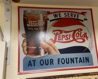 Tin Pepsi Sign                                                                                                         PRICE: $10
