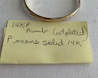 454 Solid 14K Bangle Bracelet