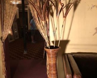 Bamboo Vase and 5 Decorative Faux  Bamboo Leaf branches. (Bamboo vase sold separately).