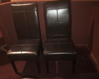 2 Black Leather Parson's chairs.