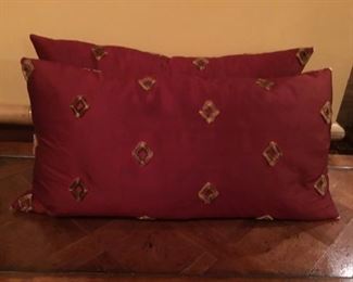 2 Silk and Down Throw Pillows.