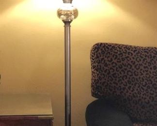 Silver-tone Floor Lamp with Black Shade. There are 2. Priced separately.