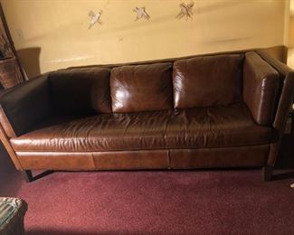 Brown leather sofa - 72in - Good Condition.