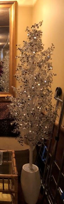 Decorative White and Silver Faux Tree.