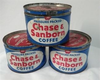 3 Chase and Sanborn Coffee Tins with Lids