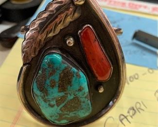 $199 SIGNED STERLING TURQUOISE /CORAL