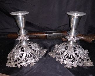 $599 FOR THE PAIR OF FANCY STERLING CANDLE HOLDERS