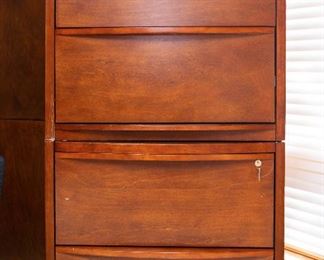 2 wooden file cabinets — stacked