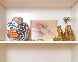 Top shelft is sold. Vase on middle shelf is sold.