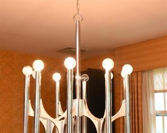 Item 2: Vintage 10 Arm Chrome Chandelier by Gaetano Sciolari: $625 excellent condition.