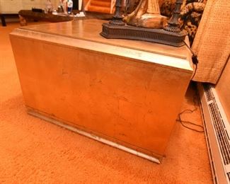 Item 7: Square gold leaf end table cabinet: $225    Finished on all four sides. Very good condition.