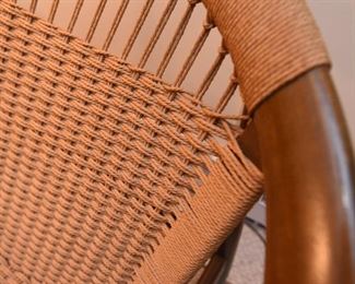 Item 15: Ringstol Chair $500 Stamped "Made in Denmark" in red on underside. All four legs have water damage, as shown.