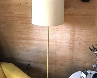 Item 18: Yellow metal floor lamp $30 Some wear and dings to the paint on the base. Height shown is from base to top of socket.