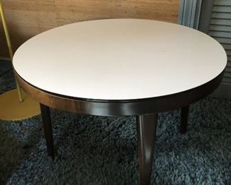 Item 19: White laminate top round side table $30 In good condition