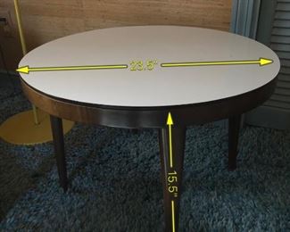 Item 19: White laminate top round side table $30 In good condition