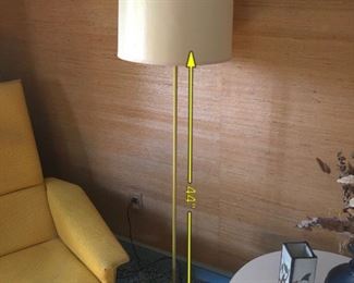 Item 18: Yellow metal floor lamp $30 Some wear and dings to the paint on the base. Height shown is from base to top of socket.