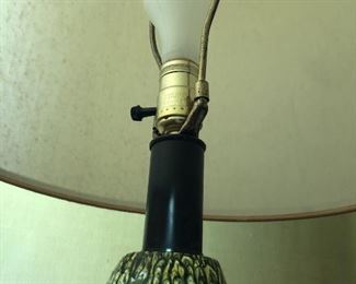 Item 25: Large Vintage Green Ceramic Lamp $70 Small chip at lip. Overall good condition.