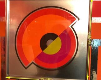 Item 32: "Counterpoint" by Fein $45 Silkscreen on foil board. One noticeable nick in the foil in lower left quadrant. Some minor scratches are visible at a very close range. Good condition.