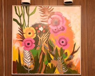 Item 35: Floral Painting by Lee Reynolds $245 Good condition. One small area of paint loss on the bottom edge.