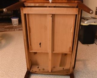 Item 47: Rosewood 2-Tier EndTable with Tiles $70 No marks. The wood is in good condition and will look even better with some proper TLC. White rounded corner tiles are inset into the wood.