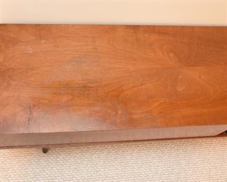 Item 49: Low Rider Coffee Table $165 Unmarked, 2-drawer coffee table, finished on all sides to give you lots of placement options. Some water damage on top, as shown. Overall good condition.