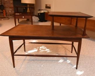 Item 50: Two-tier Rosewood End Table $70 Unmarked end table with particularly slim supports. Wood is in good condition, some minor water damage on surface.