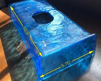 Item 57: Vintage blue lucite tissue box cover $15