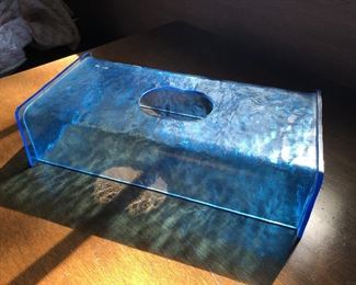 Item 57: Vintage blue lucite tissue box cover $15