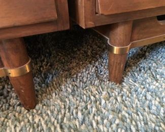Item 60: American of Martinsville Double Dresser $185 Louvered drawer fronts, doors open to reveal more drawers. Fair condition. Deep marks on top surface, some dry spots.