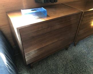 Item 61: American of Martinsville Single Dresser $125 Louvered drawer fronts. Fair condition. As with the matching double dresser, deep marks and wear on the top surface.